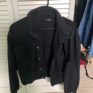 SHEIN black ripped jean jacket